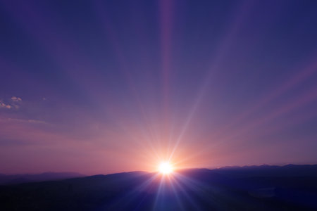 sunset sun ray light shine, natural background