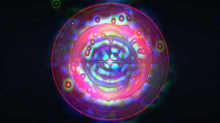 atom light ray glow abstract, 3d render illustrationの写真素材