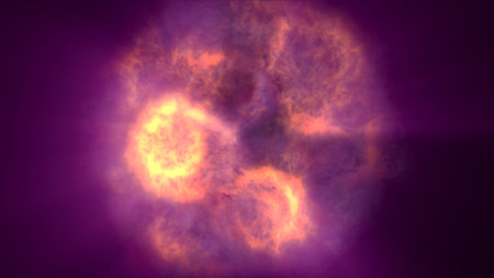 fire flame ball explosion in space, abstract illustrationの写真素材