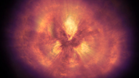 fire flame ball explosion in space, abstract illustrationの写真素材