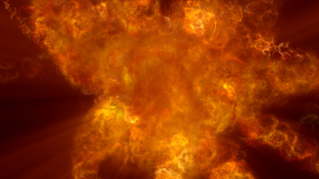 fire flame explosion in space, abstract illustrationの写真素材