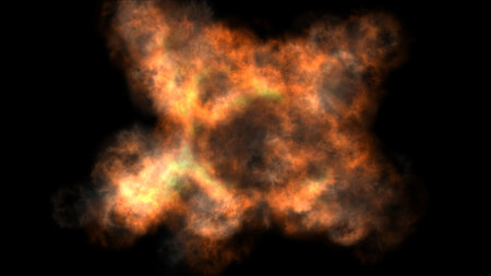 fire flame explosion in space, abstract illustrationの写真素材