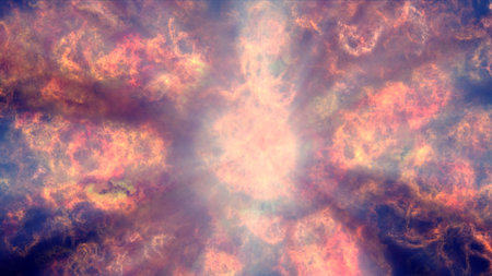 fire flame explosion in space, abstract illustrationの写真素材