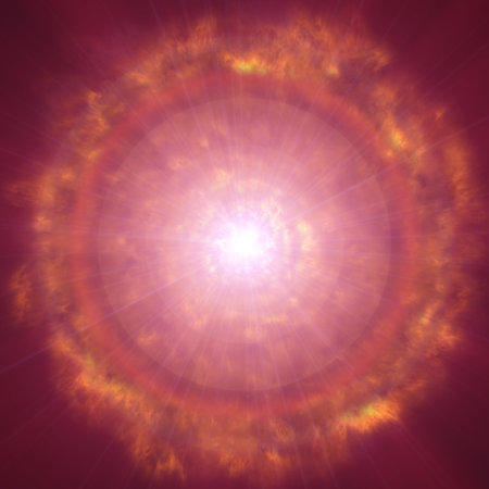 fire flame ball explosion in space, abstract illustrationの写真素材