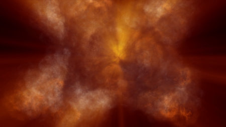 fire flame explosion in space, abstract illustrationの写真素材