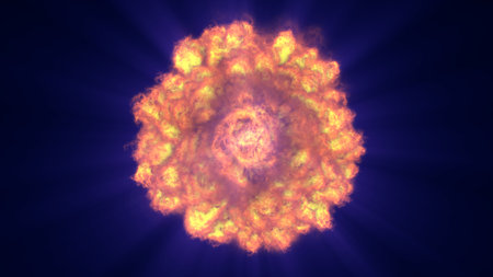 fire flame ball explosion in space, abstract illustrationの写真素材