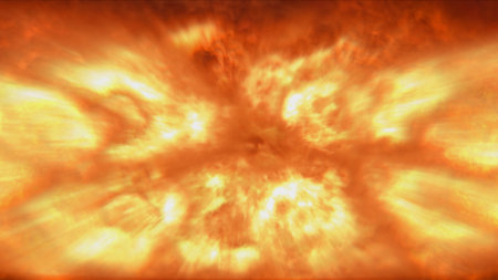 fire flame explosion in space, abstract illustrationの写真素材
