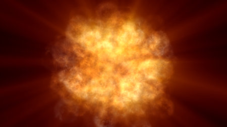 fire flame ball explosion in space, abstract illustrationの写真素材