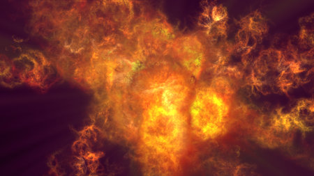 fire flame explosion in space, abstract illustrationの写真素材