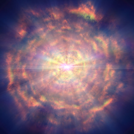 fire flame ball explosion in space, abstract illustrationの写真素材