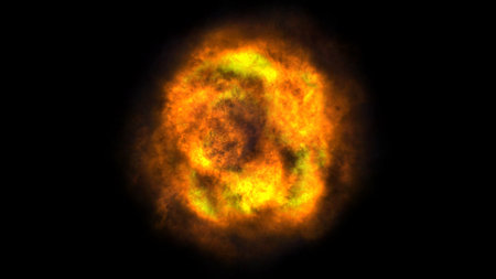 fire flame ball explosion in space, abstract illustrationの写真素材