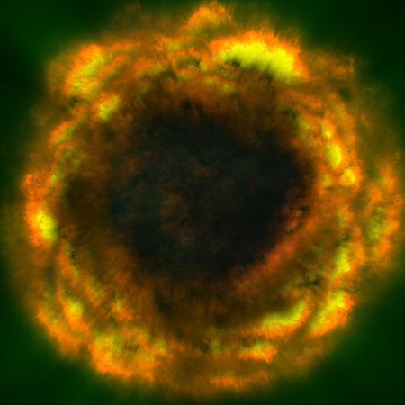 fire flame ball explosion in space, abstract illustrationの写真素材