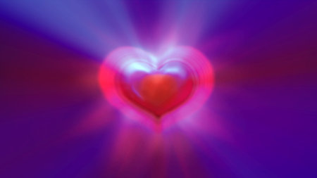 Heart Neon Glow light ray, illustration renderの写真素材