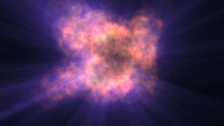 fire flame explosion in space, abstract illustrationの写真素材