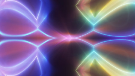 background neon line wave 3d rendering illustrationの写真素材