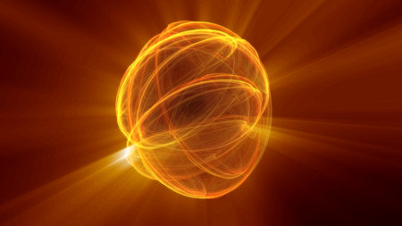 fire ball ray light illustration renderの写真素材
