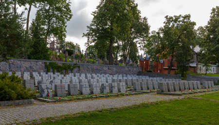 Vilnius,LITHUANIA-AUGUST 22, 2017:Old Rasos Cemetary situated in Vilnius with military graves in...