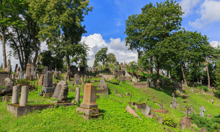 Vilnius, LITHUANIA-AUGUST 22, 2017: Old Rasos Cemetary situated in Vilnius with old graves in foreground, Vilnius, Lithuania, Europeのeditorial素材