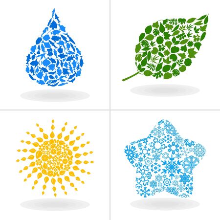 Set of icons on a theme a season of year  An illustrationのイラスト素材