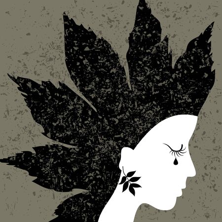 The woman blindly cries. A vector illustrationのイラスト素材
