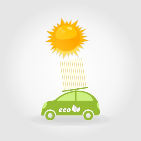 The car on solar batteries  A vector illustrationのイラスト素材
