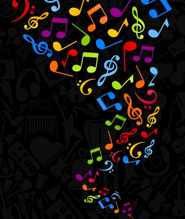 Notes on a black background  A vector illustrationのイラスト素材