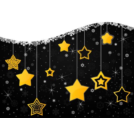 Gold stars on a black background  A vector illustrationのイラスト素材