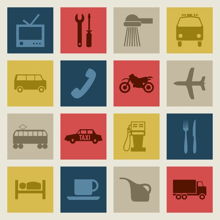 Set of icons on a theme transport  A vector illustrationのイラスト素材