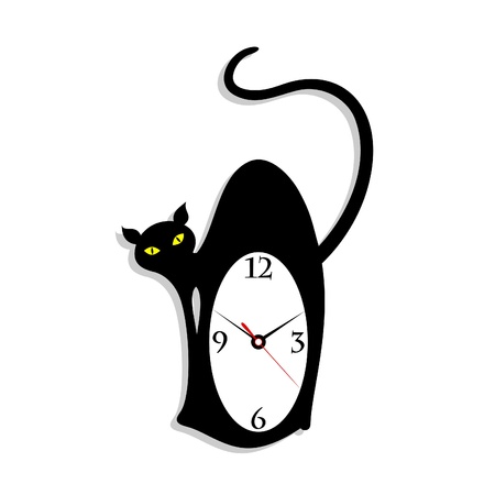 Hours in the form of a cat  A vector illustrationのイラスト素材
