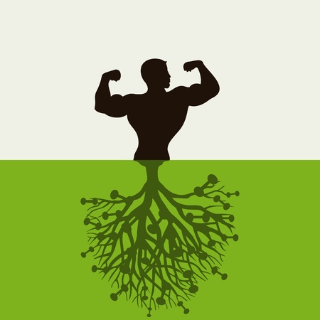 The man grows from the earth  A vector illustrationのイラスト素材