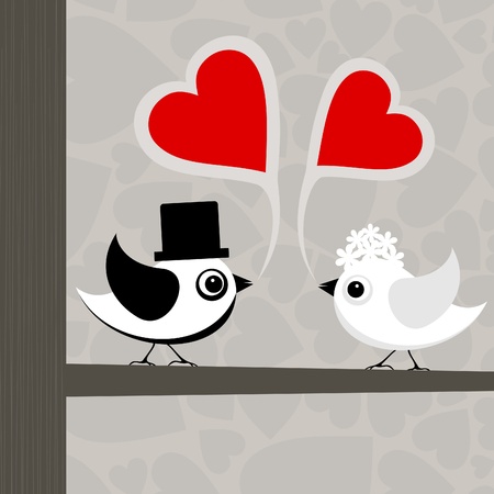 Birds love each other. A vector illustrationのイラスト素材
