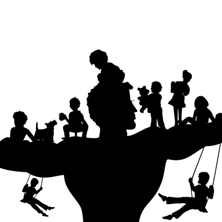 The father and its children  A vector illustrationのイラスト素材