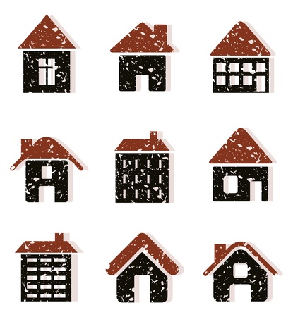 Set of icons of houses  A vector illustrationのイラスト素材