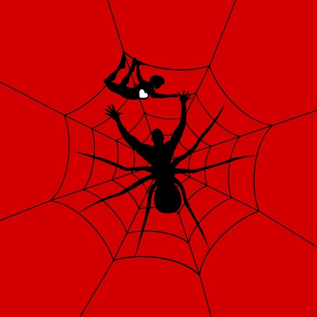 The man a spider has caught the girl  A vector illustrationのイラスト素材