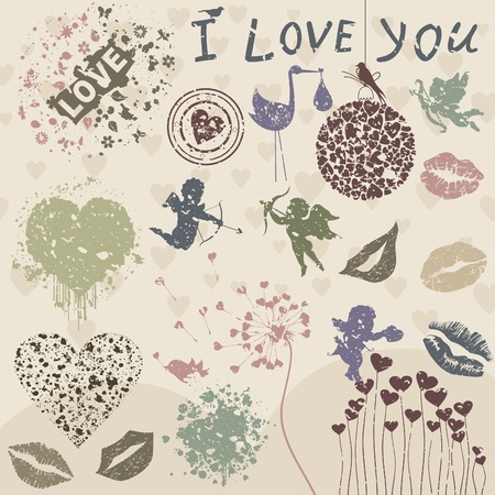 Set on a love theme  A vector illustrationのイラスト素材