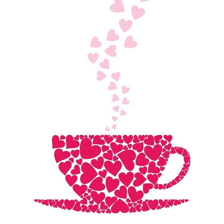Cup from pink hearts  A vector illustrationのイラスト素材