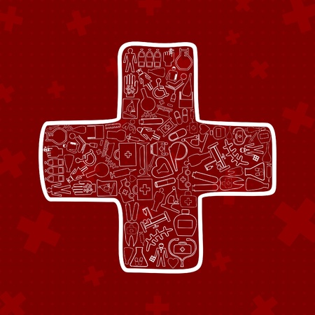 White cross on a red background  A vector illustrationのイラスト素材