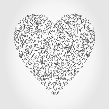 Heart collected from musical notes  A vector illustrationのイラスト素材