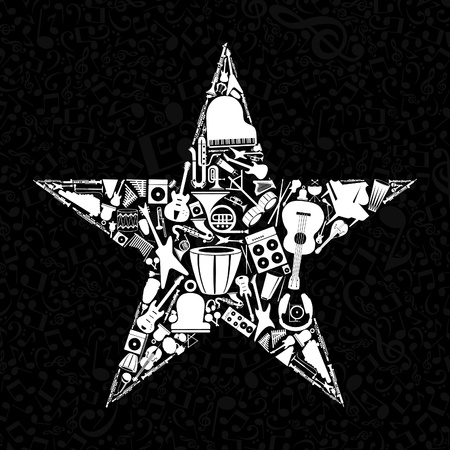 Star from musical instruments  A vector illustrationのイラスト素材
