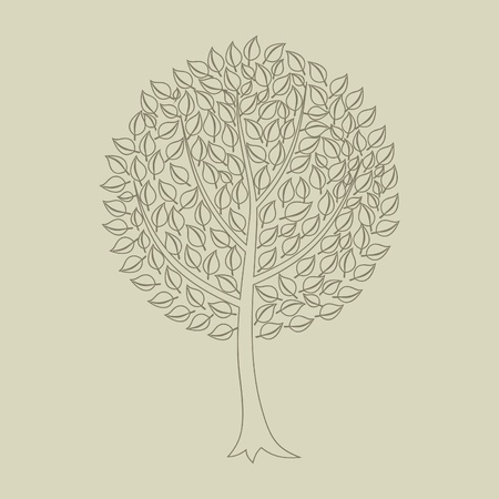 Tree with a roundish crone  A vector illustrationのイラスト素材