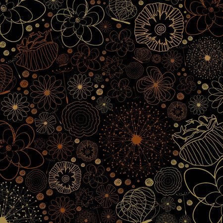 Two flowers on a beige background  A vector illustrationのイラスト素材