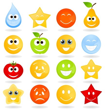Set of cheerful and sad smiles  A vector illustrationのイラスト素材