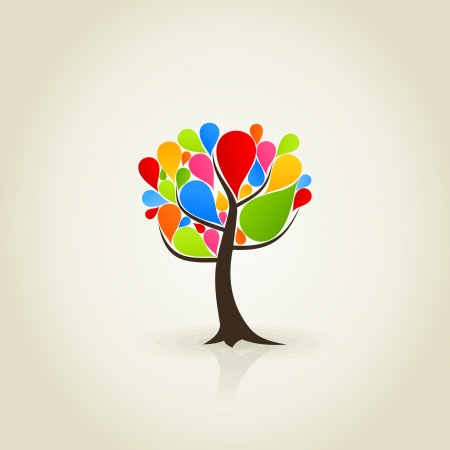 Abstract tree from paint dabs.のイラスト素材