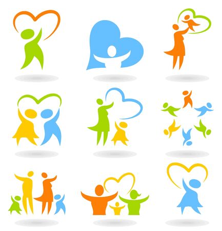 Collection of icons on a family theme  A vector illustrationのイラスト素材