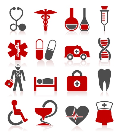 Set of icons on a theme medicine  A vector illustrationのイラスト素材