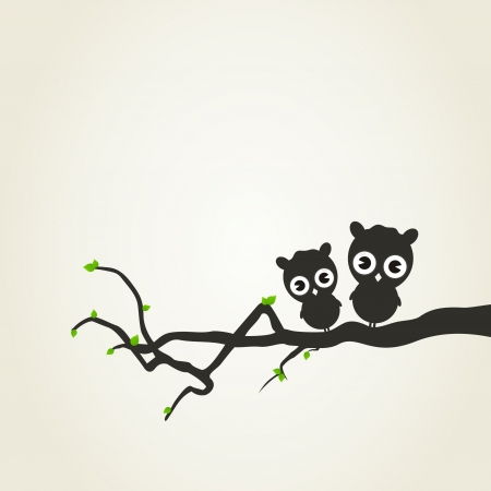 The owl sits on a tree branch  A vector illustrationのイラスト素材