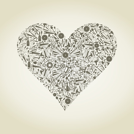 Heart collected from toolsのイラスト素材