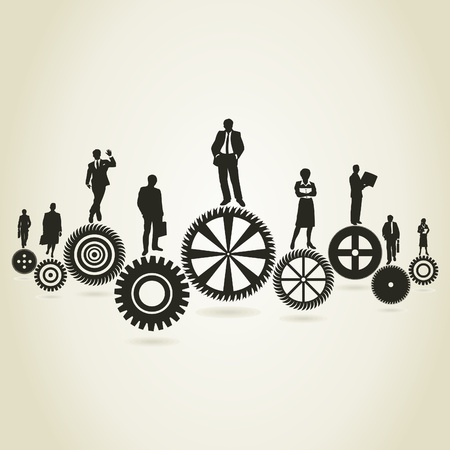 Businessmen stand on gear wheels. A  illustrationのイラスト素材