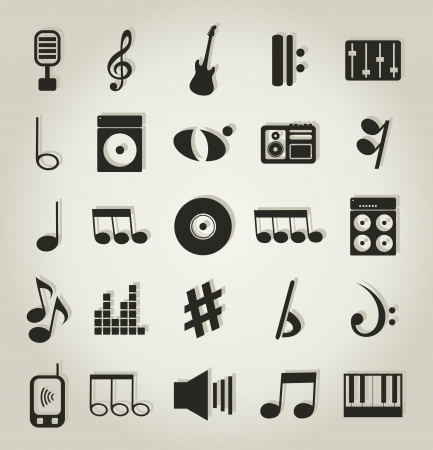 Set of icons on a theme music illustrationのイラスト素材