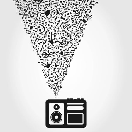 The tape recorder plays music  A  illustrationのイラスト素材